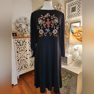 LOFT Floral Embroidered Dress Size 12 NWT